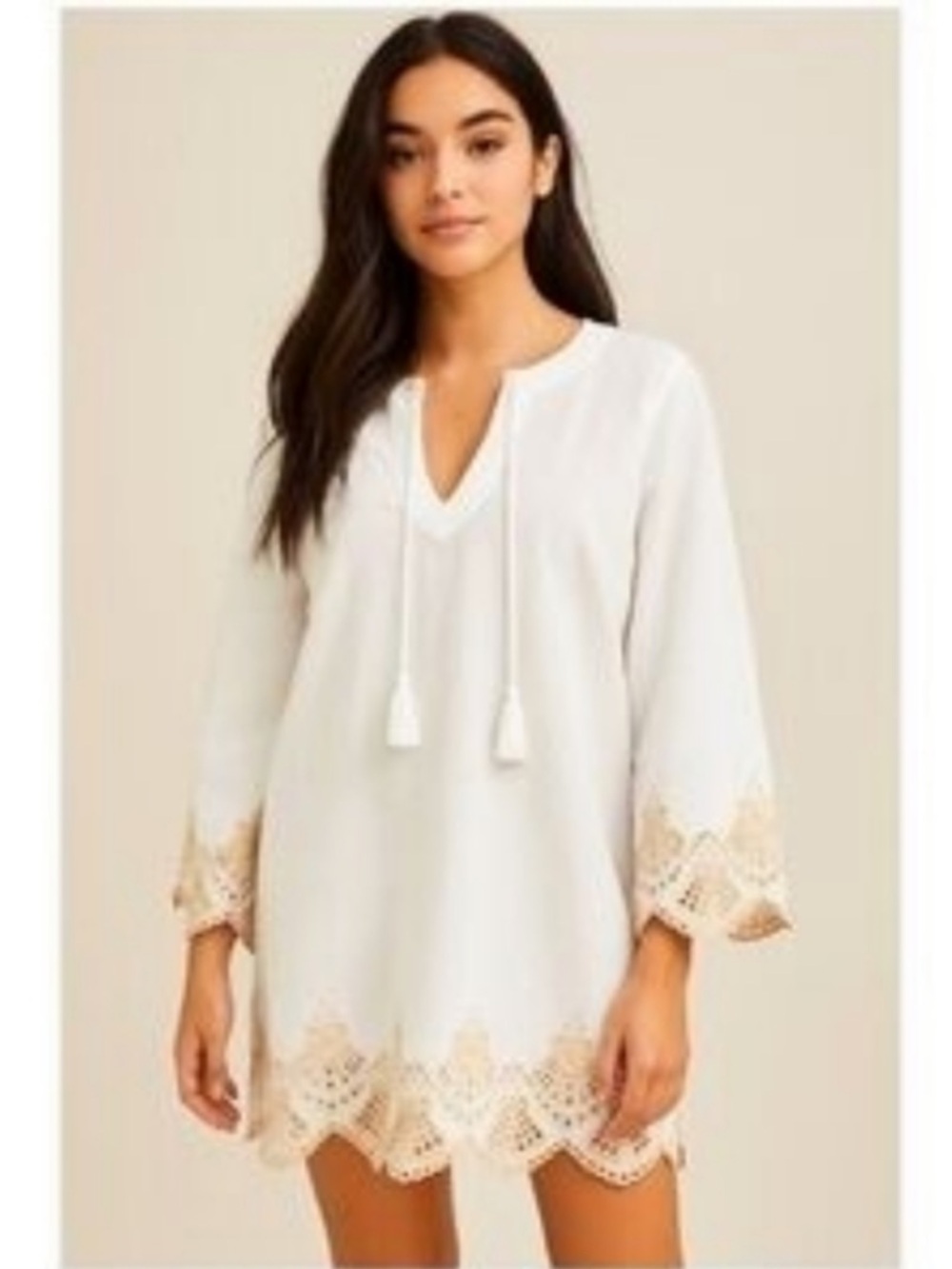 J Crew Factory White Crochet Trim Swim Coverup